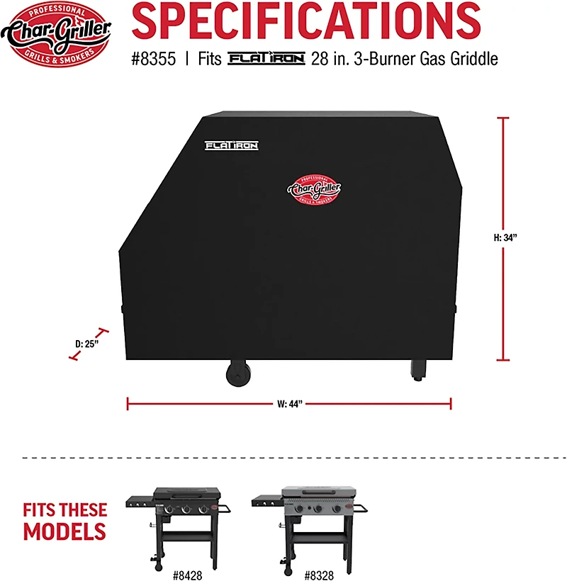 Char-Griller 3-Burner Flat Iron Gas Griddle Cover