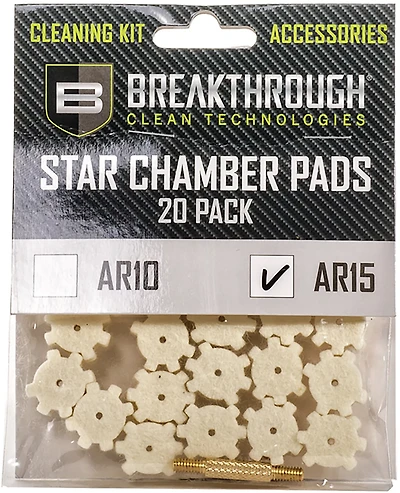 Breakthrough Clean Technologies 8-32 Threads (Male/Male) AR-15 Chamber Star Pads 20-Pack