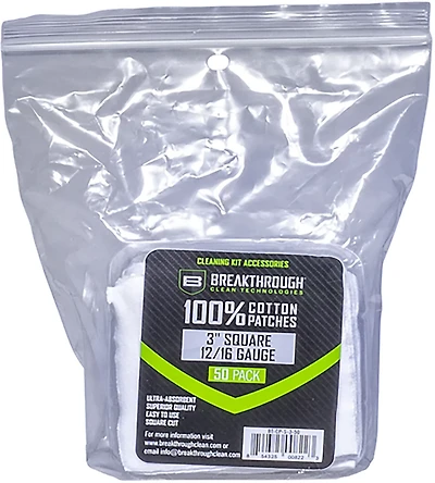 Breakthrough Clean Technologies 3 in Square 12 and 16 Gauge Cotton Patches 50-Pack
