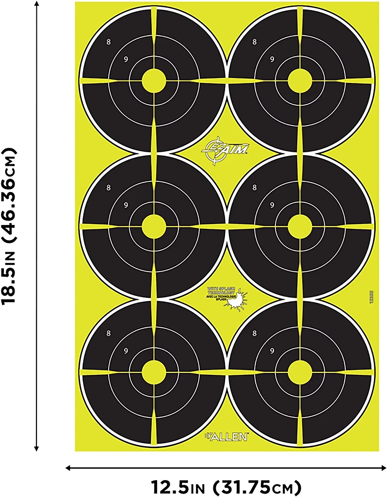 Allen Company EZ Aim Splash 12.5 inches W x 18.25 inches H Reactive Paper Shooting Targets 8-Pack