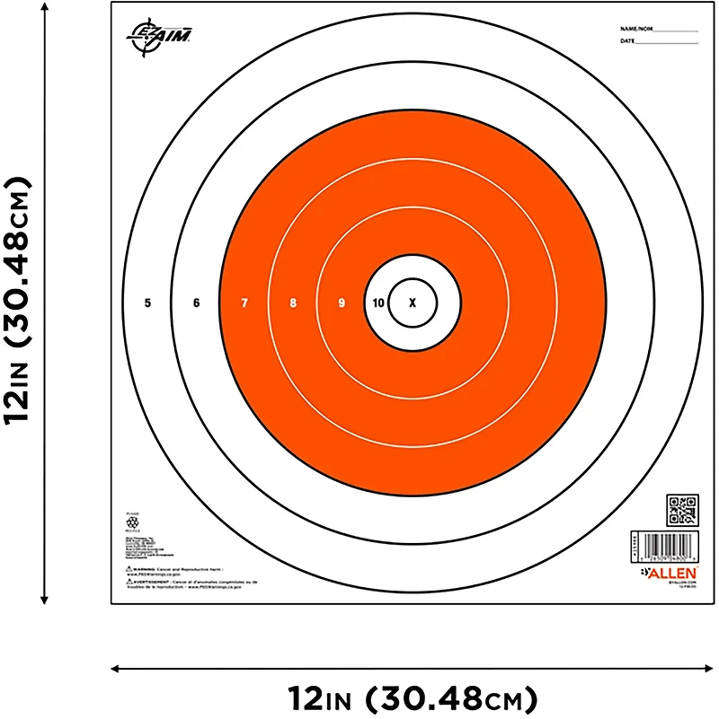Allen Company EZ Aim 12 in Square Paper Shooting Targets 12-Pack