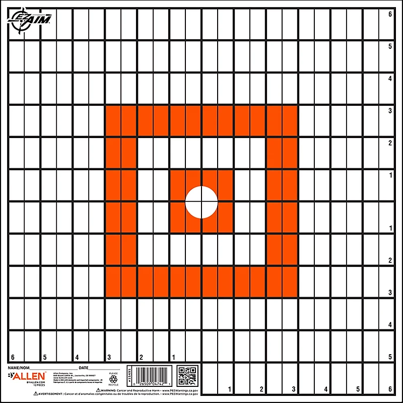 Allen Company EZ Aim 12 in Square Paper Shooting Targets with Sight-in Grids 12-Pack