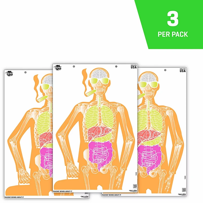 Allen Company EZ Aim Fun Makin' Bones About It Silhouette Paper Shooting Targets 3-Pack