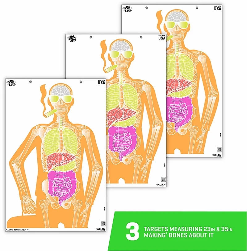 Allen Company EZ Aim Fun Makin' Bones About It Silhouette Paper Shooting Targets 3-Pack