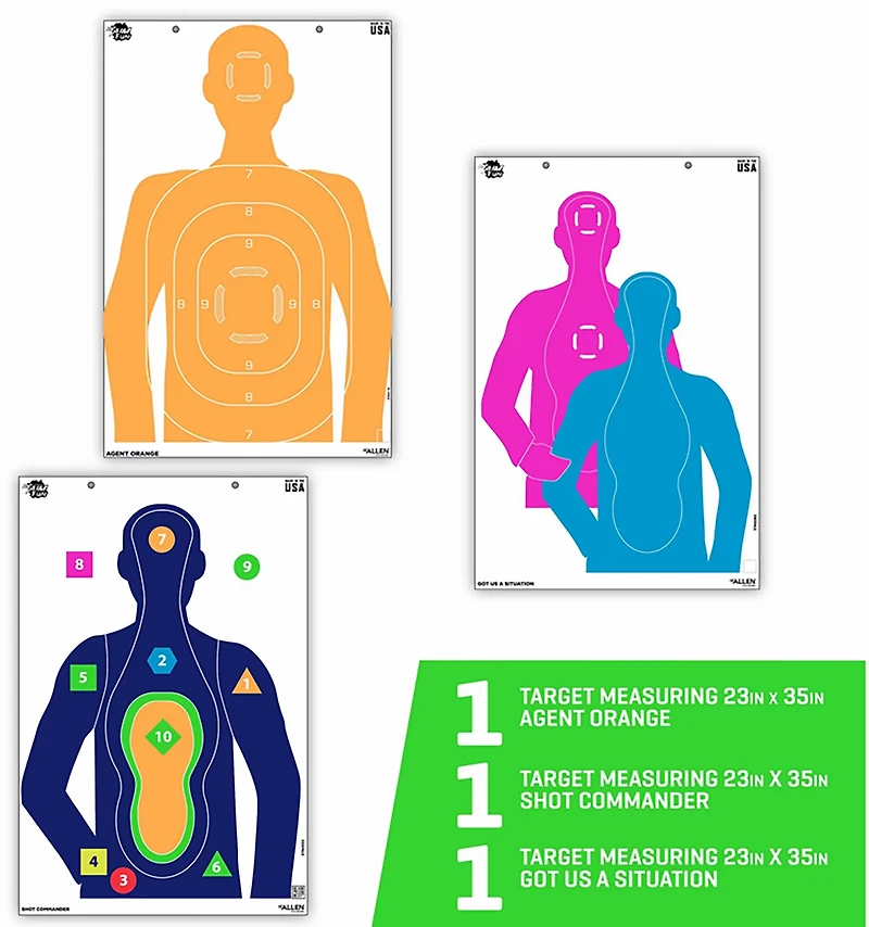 Allen Company EZ Aim Fun Tough Crowd Paper Shooting Targets 3-Pack