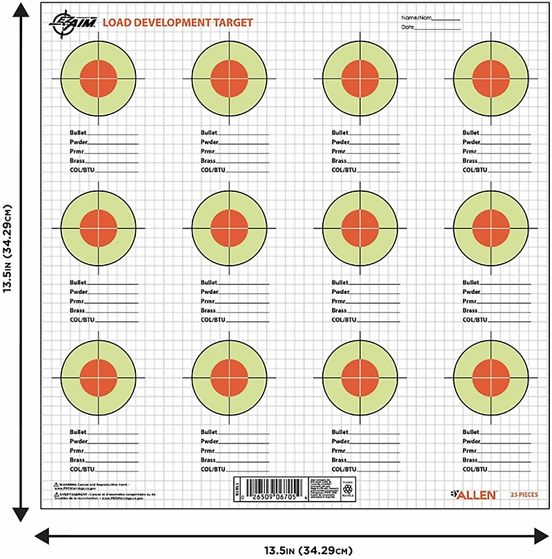 Allen Company EZ Load 13.5 in Square Load Development Paper Shooting Targets 25-Pack
