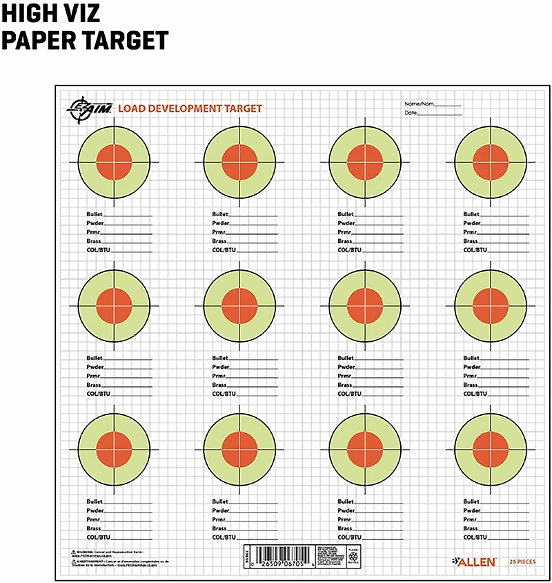 Allen Company EZ Load 13.5 in Square Load Development Paper Shooting Targets 25-Pack