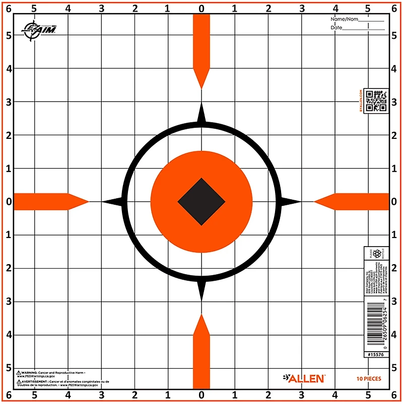 Allen Company EZ Aim Sight-in Grid Rigid Paper Shooting Targets 10-Pack