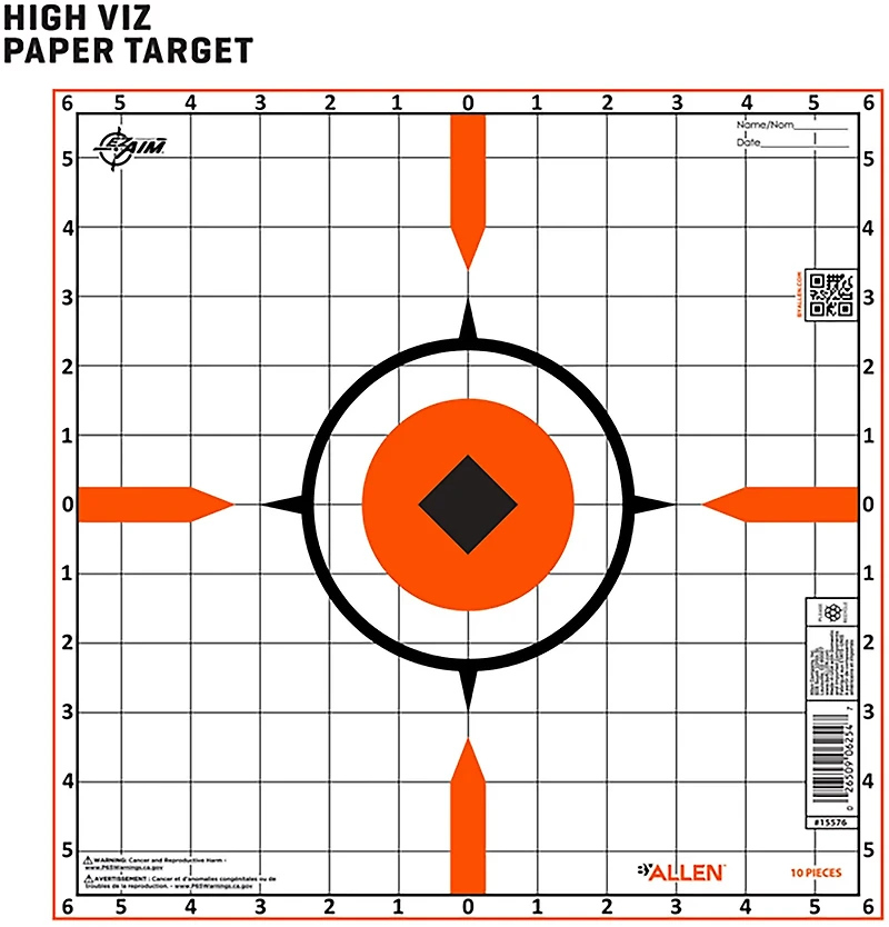 Allen Company EZ Aim Sight-in Grid Rigid Paper Shooting Targets 10-Pack