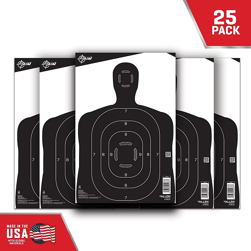 Allen Company EZ Aim 12 in W x 18 in H Silhouette Paper Shooting Targets 25-Pack