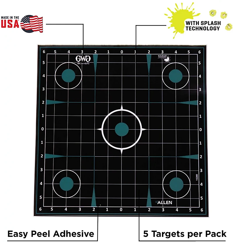 Girls With Guns 12 in W x 12 in H Adhesive Splash Reactive Paper Shooting Targets 5-Pack