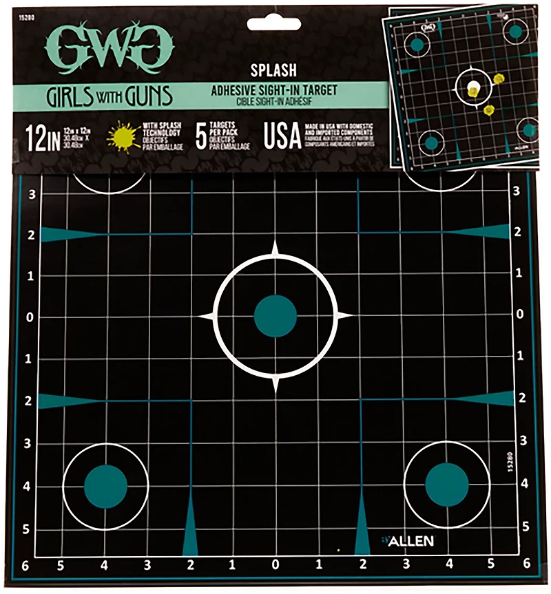 Girls With Guns 12 in W x 12 in H Adhesive Splash Reactive Paper Shooting Targets 5-Pack