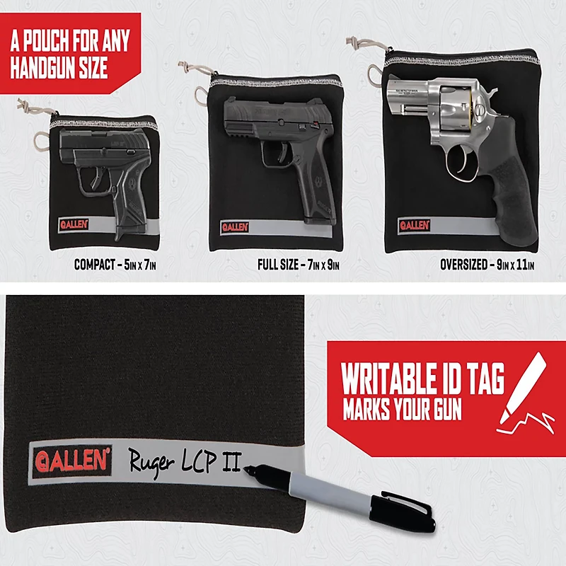 Allen Company Lockable 5 to 7 Handgun Storage Pouch with Writeable ID Label