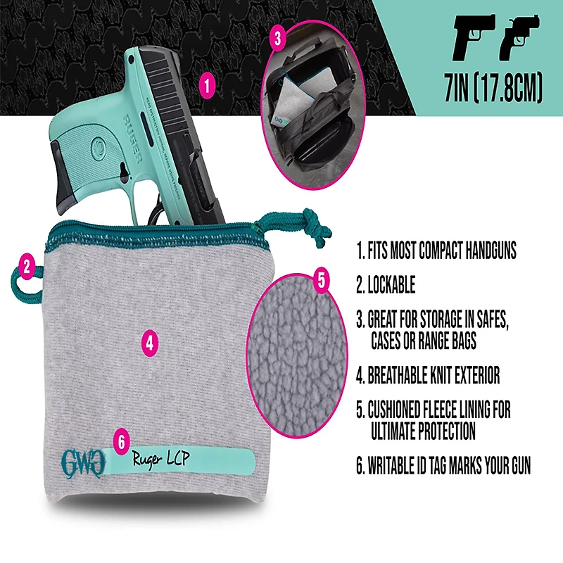 Girls With Guns Lockable Handgun Storage Pouch with Writable ID Label