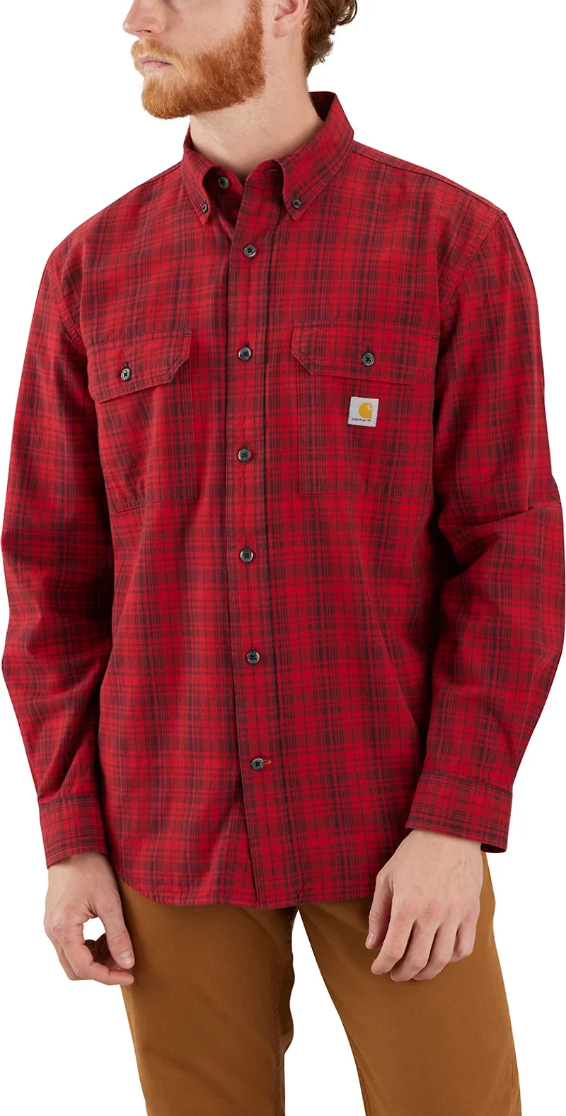 Carhartt Men's Loose Fit Midweight Chambray Long Sleeve Plaid Shirt
