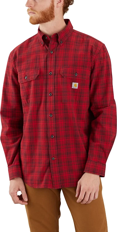 Carhartt Men's Loose Fit Midweight Chambray Long Sleeve Plaid Shirt