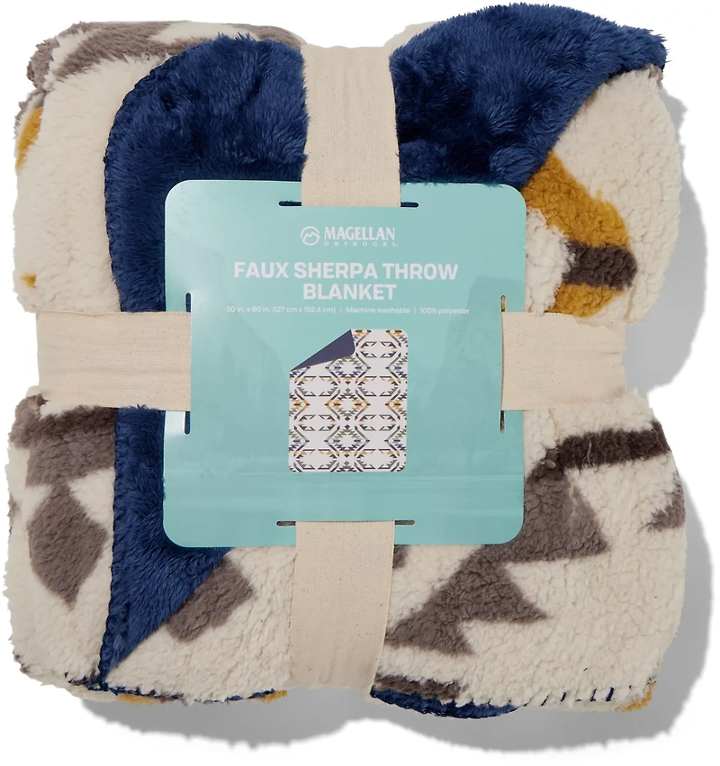 Magellan Outdoors Sherpa and Solid Polar Bear Throw Blanket