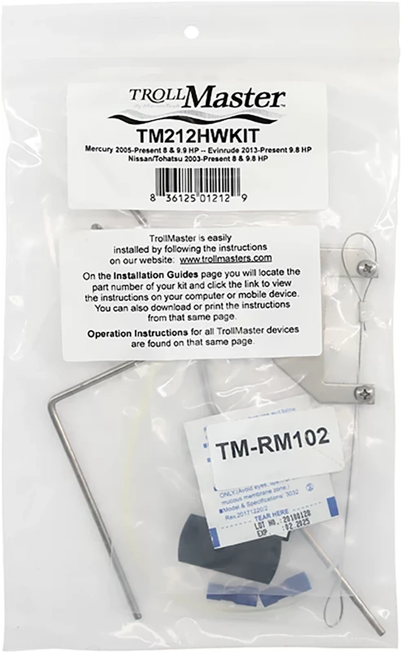 Trollmaster Hardware Kit for Mercury 8/9.9, Evinrude 9.8 & Nissan/Tohatsu 8/9.8