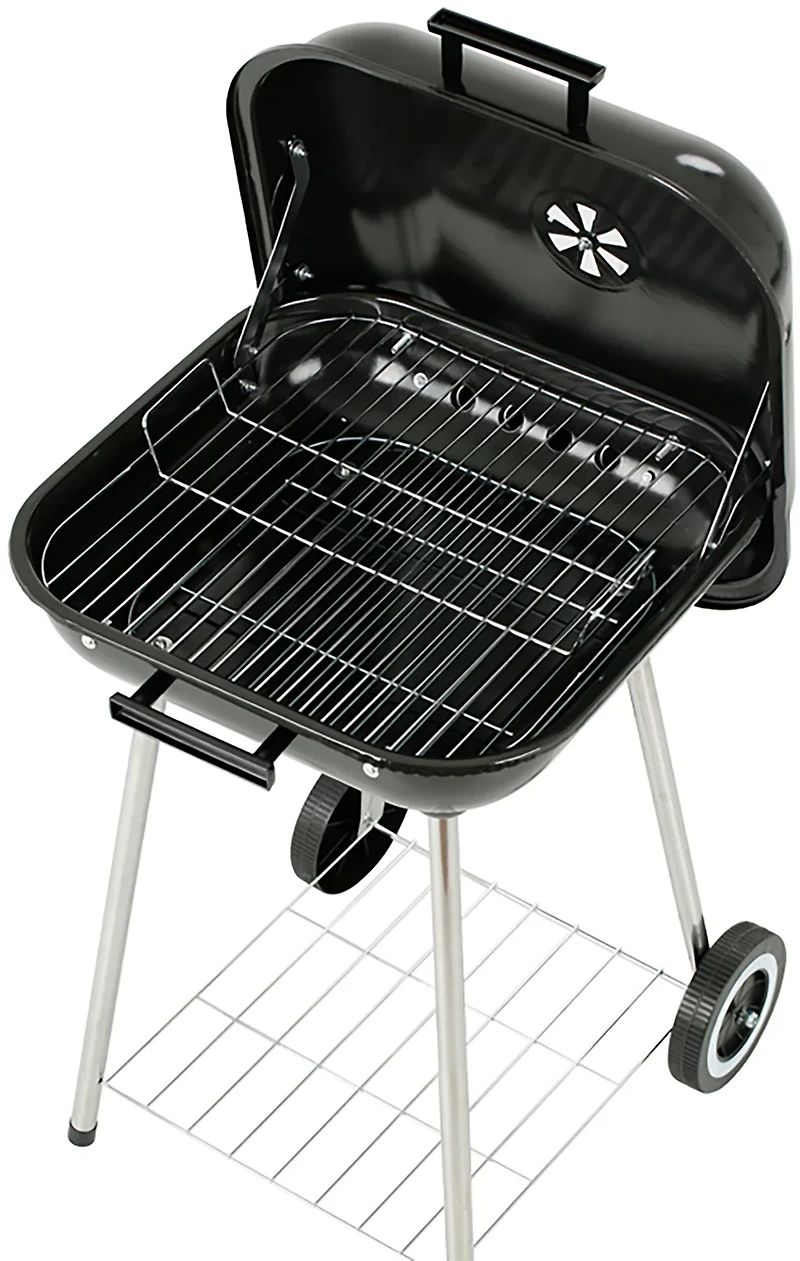 Master Cook 18 in Portable Charcoal Square Grill with Wheels