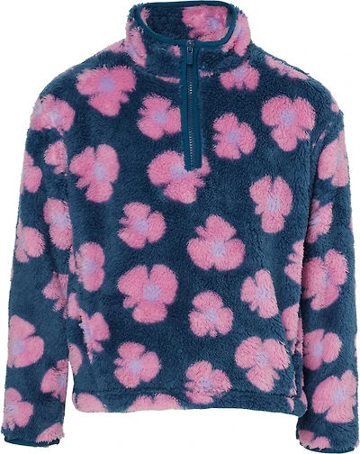 BCG G Cozy Sherpa Print QZ Top