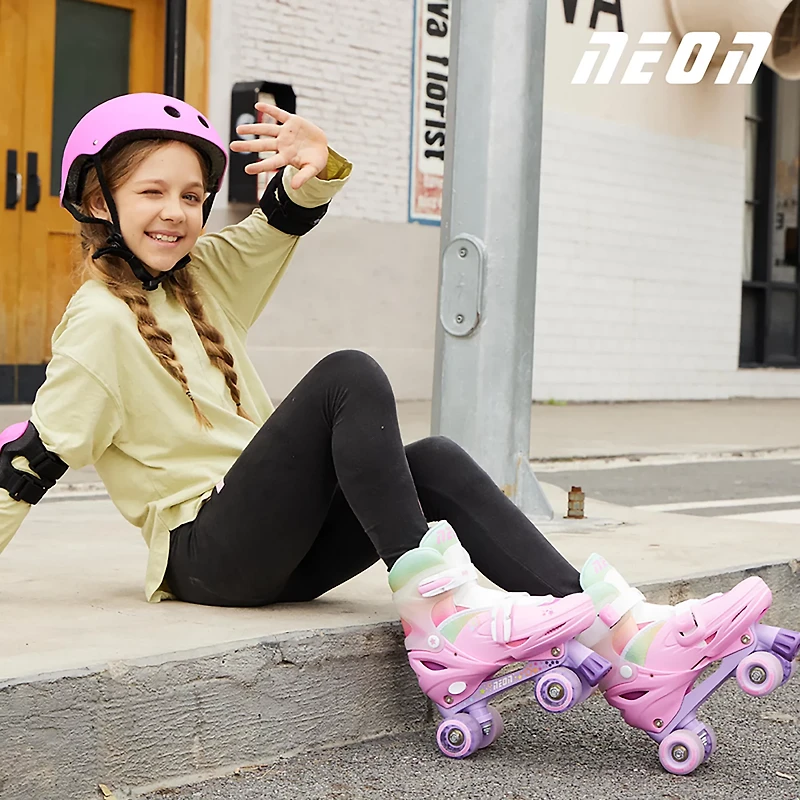 NEON Girls' Combo Inline and Quad Adjustable Light-Up Skates