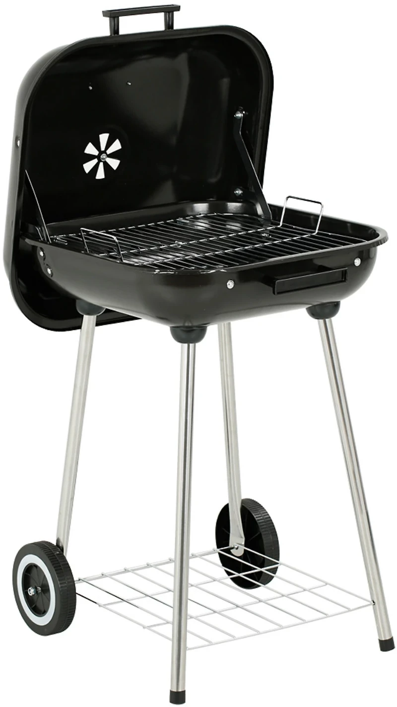Master Cook 18 in Portable Charcoal Square Grill with Wheels