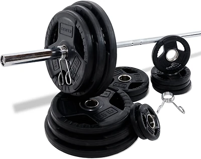CENTR 300 lb Olympic Barbell Weight Set