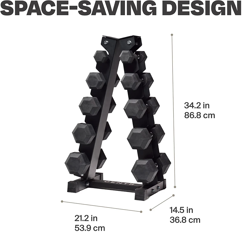 CENTR 150 lb Dumbbell Set with Rack