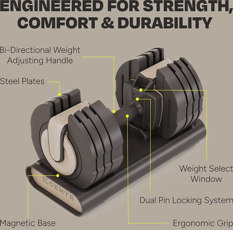 CENTR Smart Stack 50 Single Adjustable Dumbbell