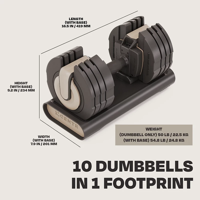 CENTR Smart Stack 50 Single Adjustable Dumbbell