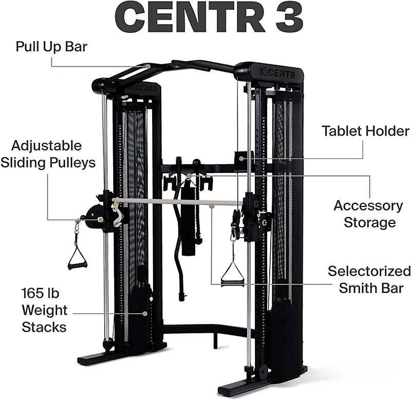 CENTR Multifunctional Cable Machine 3 Home Gym System