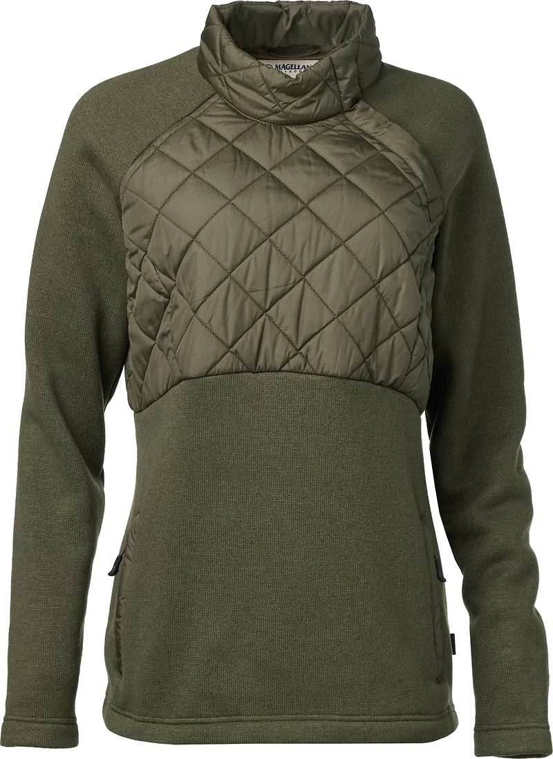 Magellan Outdoors Women's Fayette Mixed Media Solid Pullover