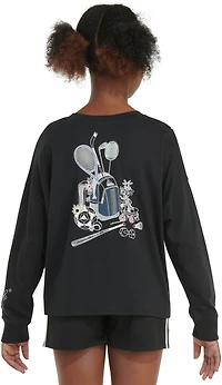 adidas Girls' Long Sleeve Waist Crew Neck Tee