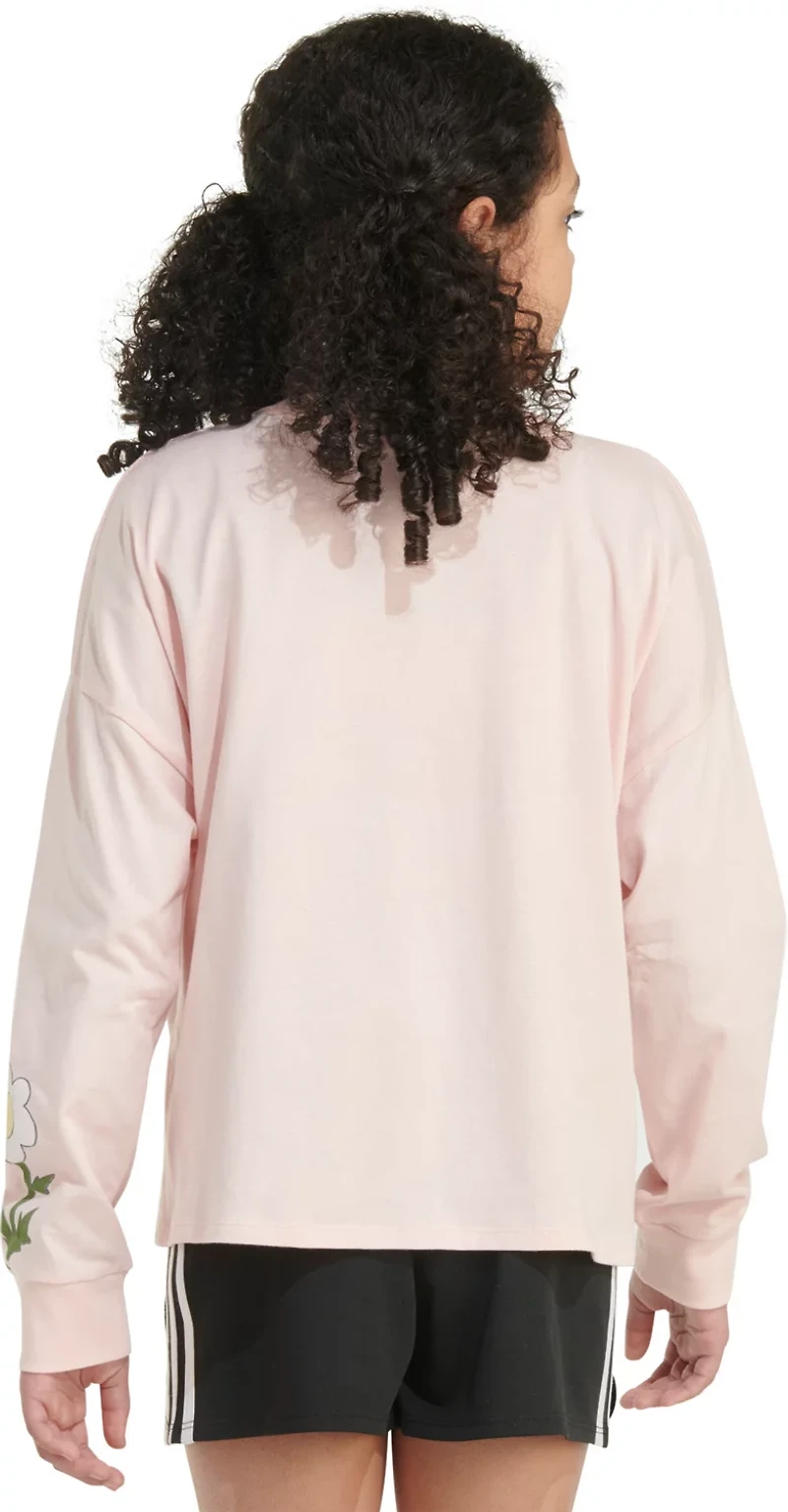 adidas Girls' Long Sleeve Waist Crew Neck Tee