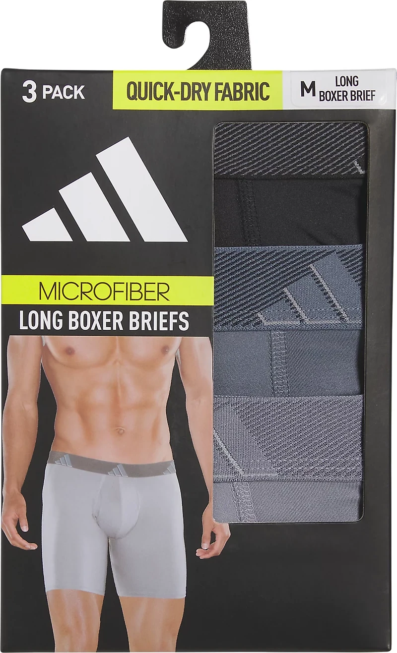 adidas Men's Microfiber Long Boxer Briefs 3-Pack