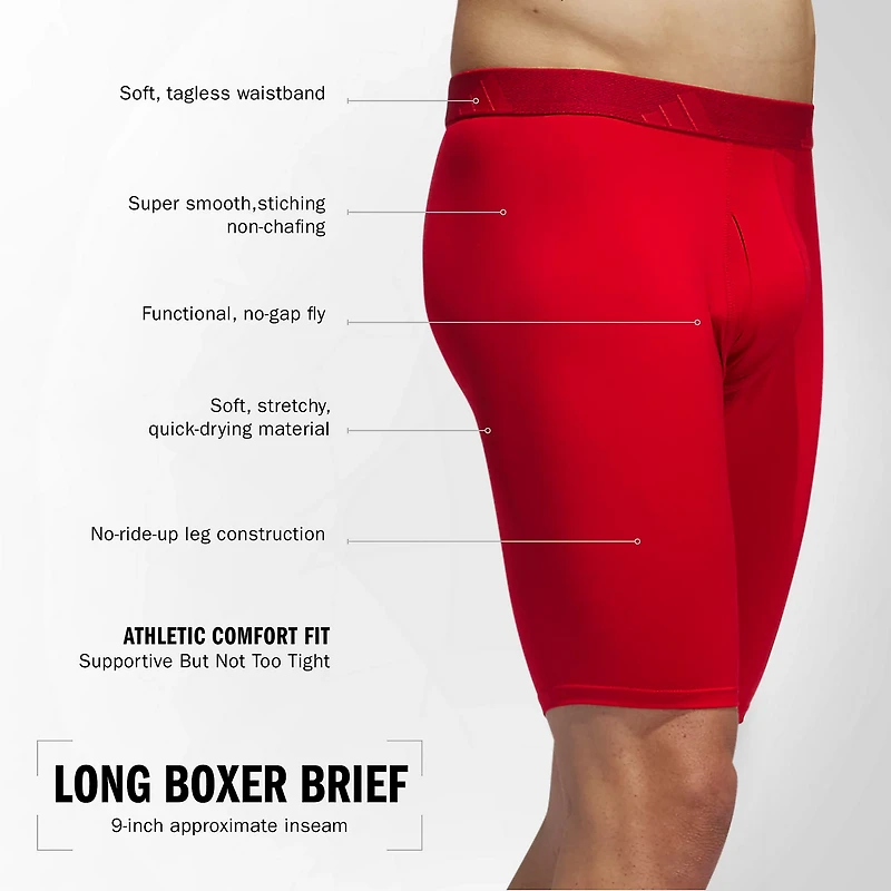 adidas Men's Microfiber Long Boxer Briefs 3-Pack