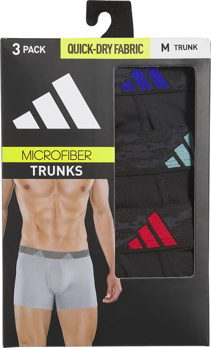 adidas Men's Microfiber Trunks 3-Pack