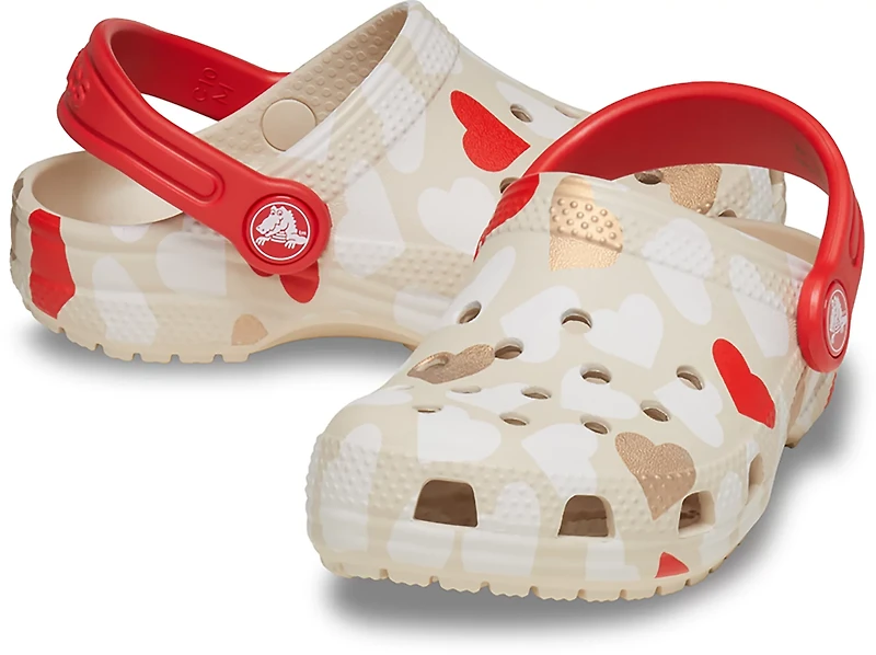 Crocs Toddler Girls' Classic Heart Print TD Clogs