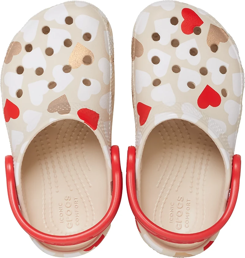 Crocs Toddler Girls' Classic Heart Print TD Clogs