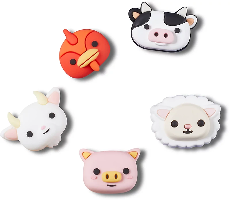 Crocs Jibbitz 3-D Farm Animal Faces Charms 5-Pack