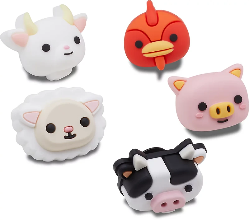 Crocs Jibbitz 3-D Farm Animal Faces Charms 5-Pack