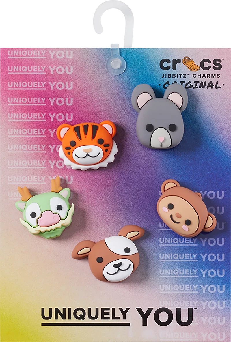 Crocs Jibbitz 3-D Animal Mix Face Charms 5-Pack