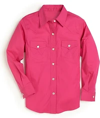 Wrangler Girls' Solid Western Snap Long Sleeve Shirt