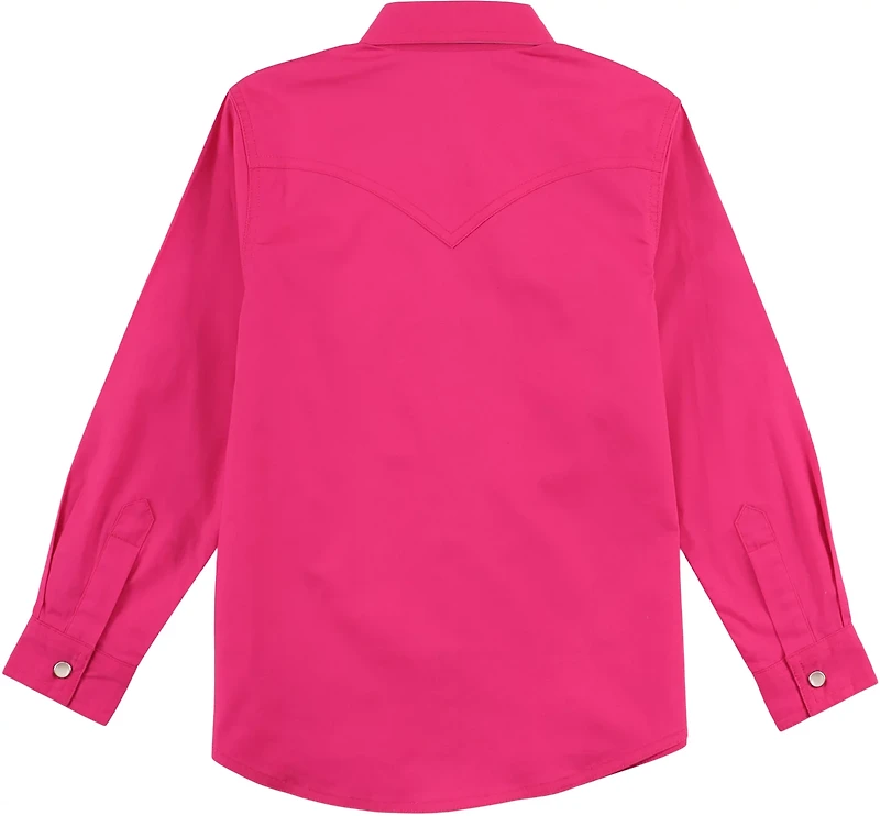 Wrangler Girls' Solid Western Snap Long Sleeve Shirt