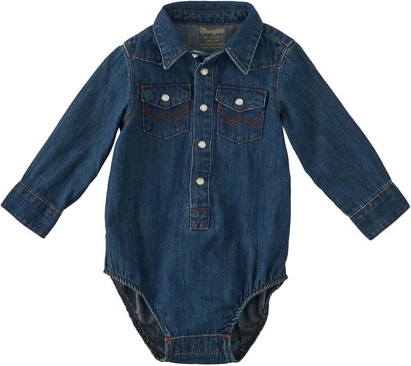Wrangler Infant Boys' Long Sleeve Denim Bodysuit