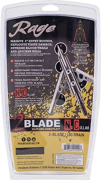 RAGE 2 Blade No Collar Cut on Contact 100-Grain Broadhead