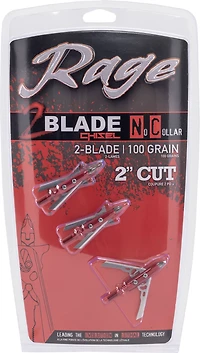 RAGE 2 Blade No Collar Chisel Tip 100-Grain Broadheads 3-Pack