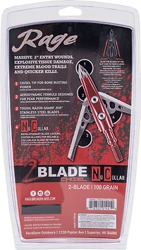 RAGE 2 Blade No Collar Chisel Tip 100-Grain Broadheads 3-Pack