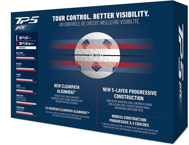 TaylorMade 2024 TP5 PIX 3.0 USA Golf Balls 12-Pack