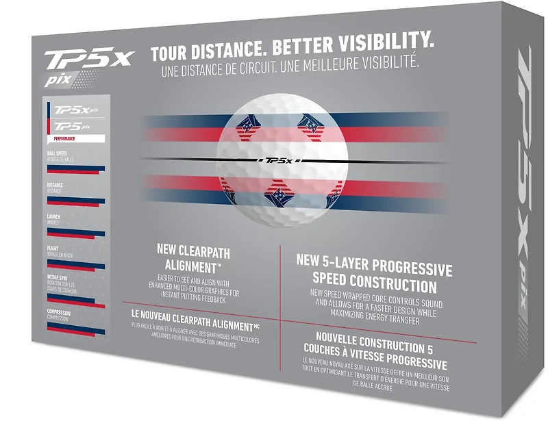 TaylorMade 2024 TP5x PIX 3.0 USA Golf Balls 12-Pack